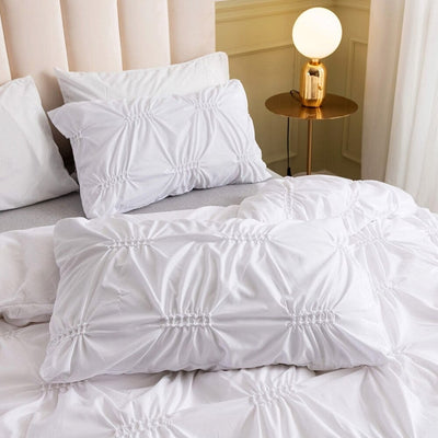 Geplooid Wit Dekbedovertrek