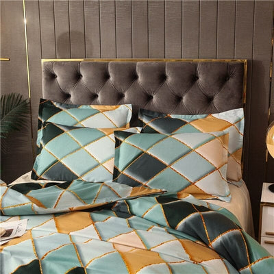 Groen En Geel Geruit Dekbedovertrek