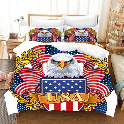 Vintage Bedset Met Amerikaanse Vlag