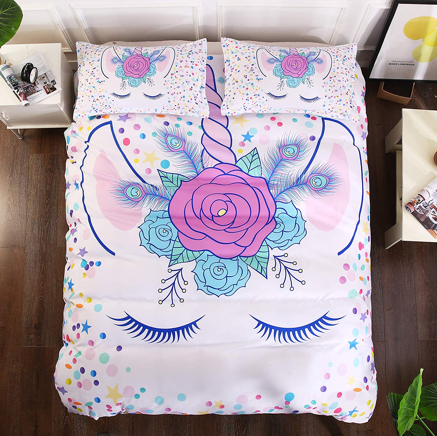 Slapende Eenhoorn Wit Dekbedovertrek