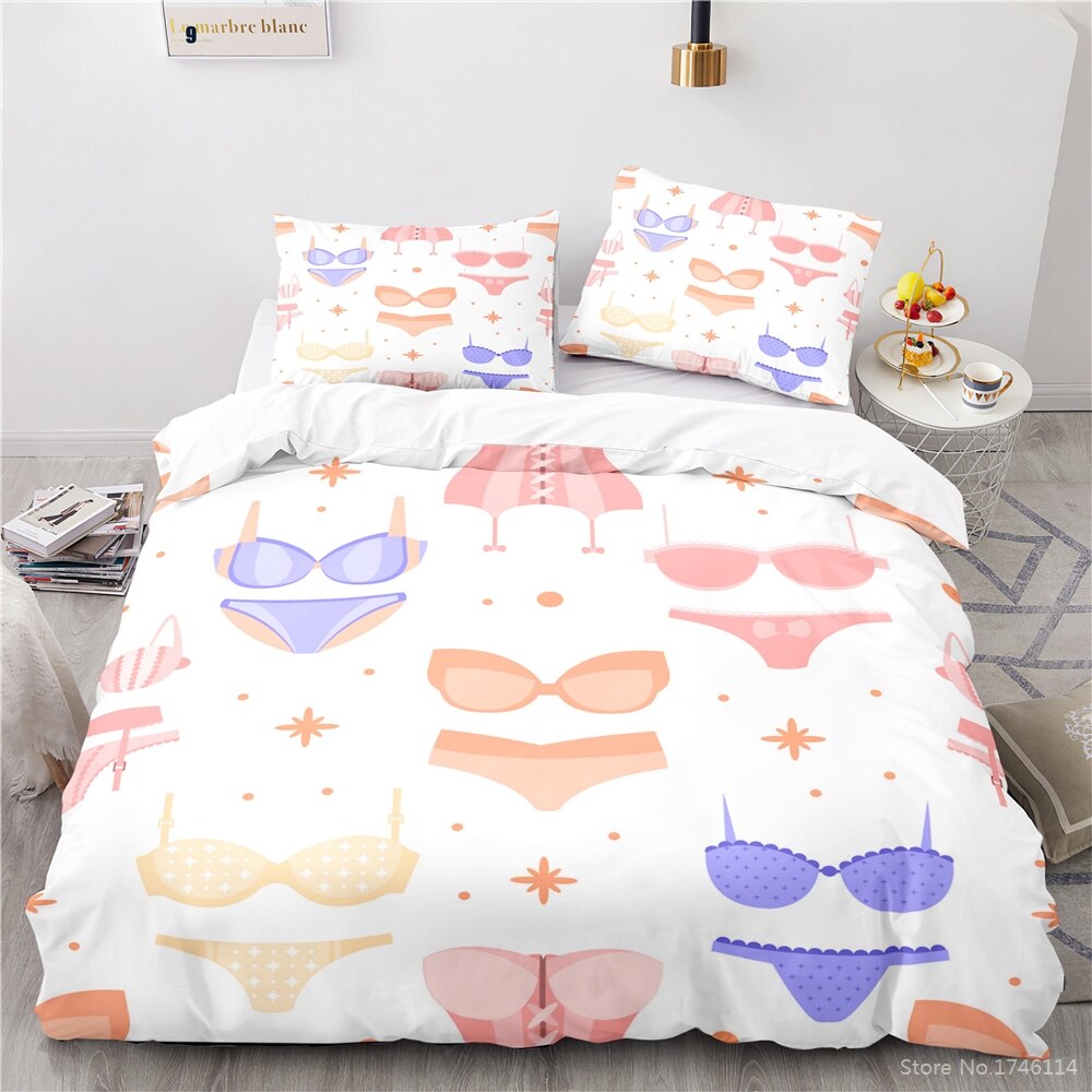 Veelkleurige Lingerie Wit Dekbedovertrek