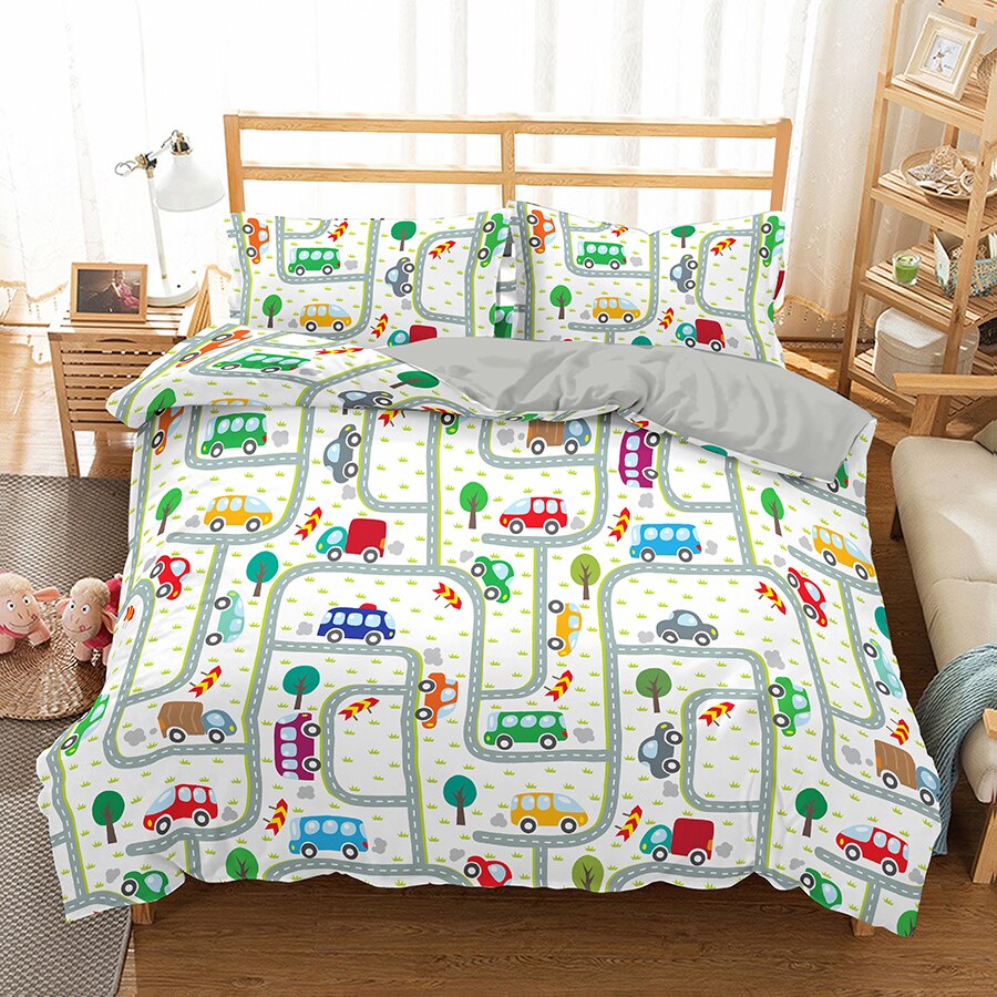 Klein Kleurrijk Autocircuit Dekbedovertrek