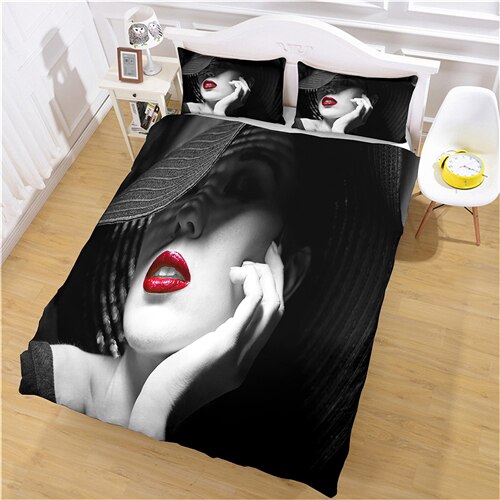 Zwart Dekbedovertrek Elegante Vrouw