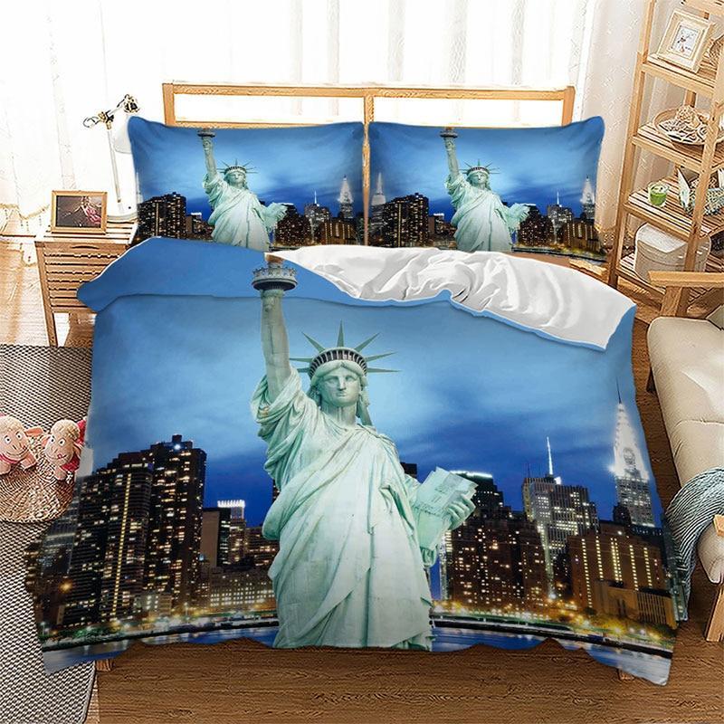 Vintage New York Blauw Dekbedovertrek