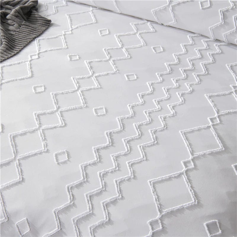 Wit Geborduurd Dekbedovertrek