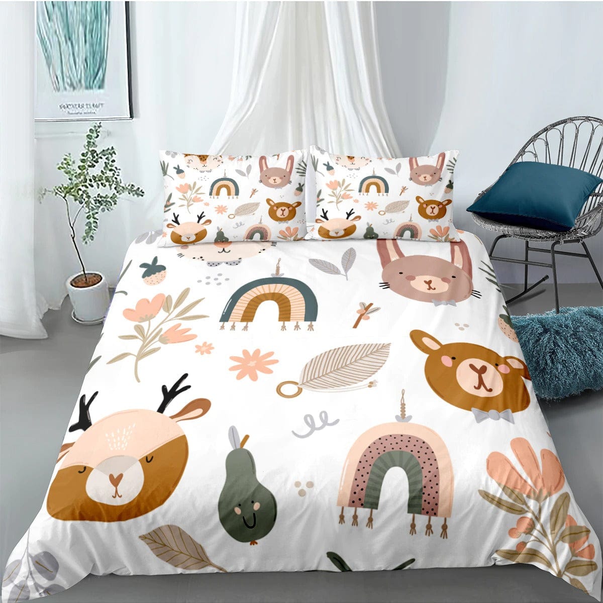 Wit Dekbedovertrek Kinderen Dieren