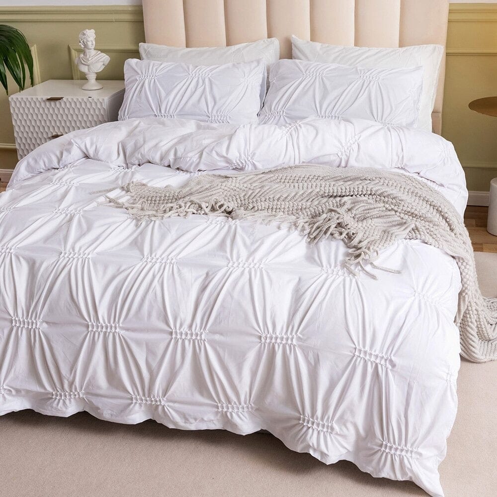 Geplooid Wit Dekbedovertrek