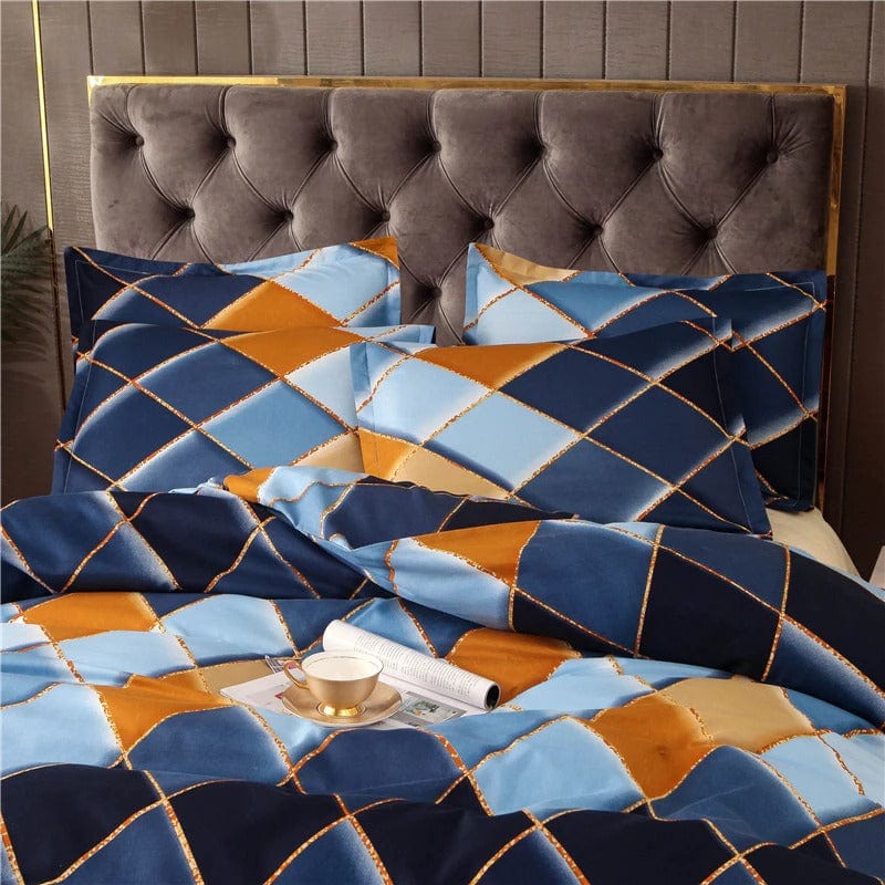 Marineblauw En Geel Dekbedovertrek