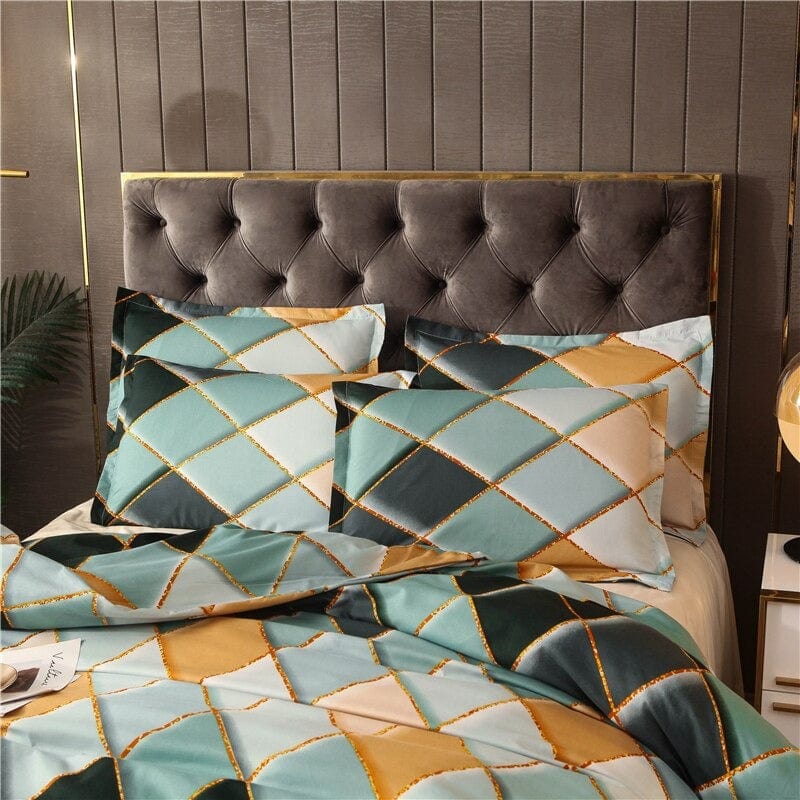 Groen En Geel Geruit Dekbedovertrek