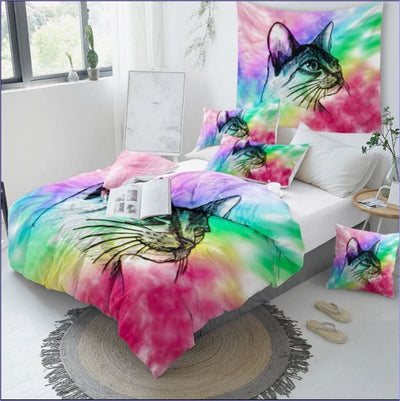 Kleurrijk Portret Kat Dekbedovertrek