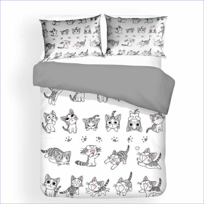 Zwart-Wit Manga Kitten Dekbedovertrek
