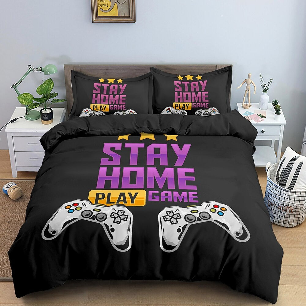 Gamer Stay Home Play Game Dekbedovertrek