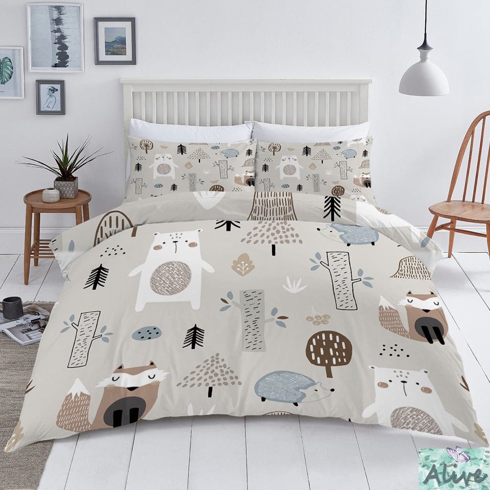 Forest Child Grijs Dekbedovertrek