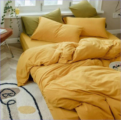 Mosterdgeel Dekbedovertrek