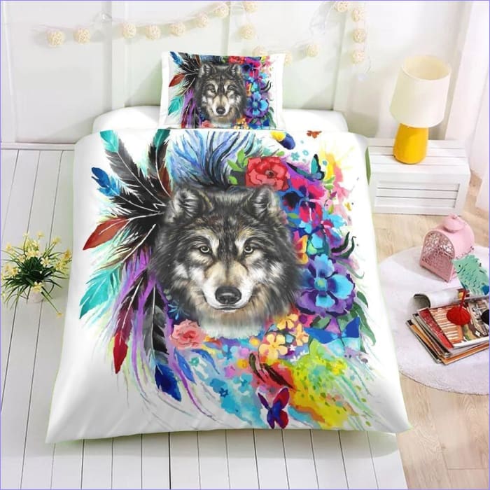 Kleurrijk Wolf Dekbedovertrek