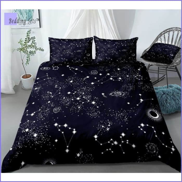 Zwart Dekbedovertrek Met Galaxy En Sterren